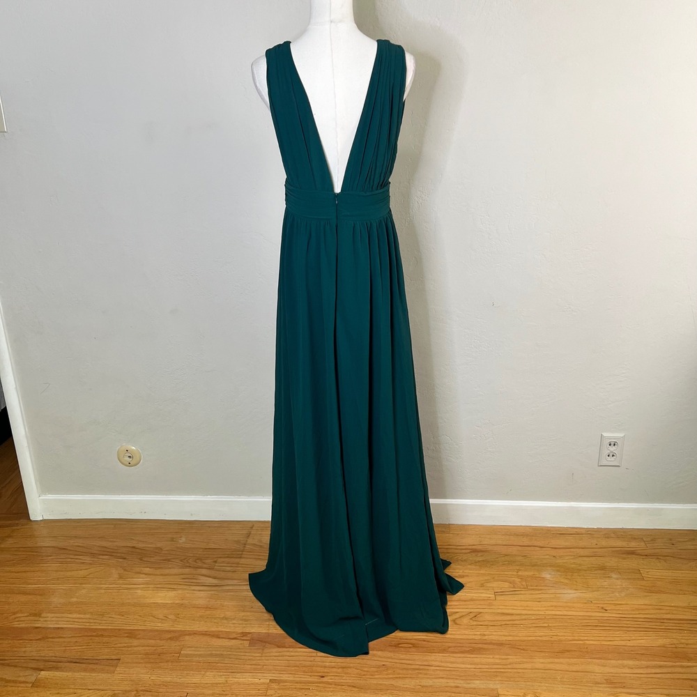 Lulus Maxi Dress Heavenly Hues Size Medium Dark Green New V-Neck Sleeveless - Picture 3 of 8